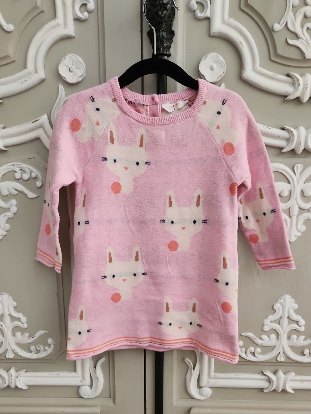 Jack & Milly Baby Girls' Pink Kitty Cat Knit Dress Size 2